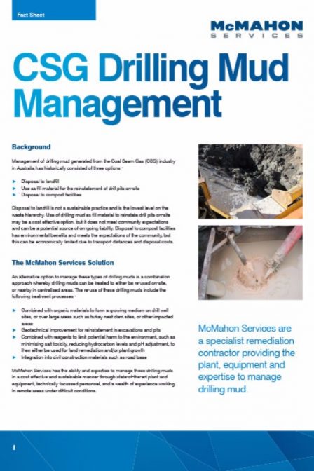 Fact sheet on Drilling Mud Management