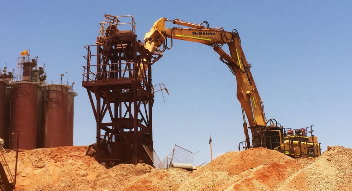Detaching demolition at Razorback and Crushing plant