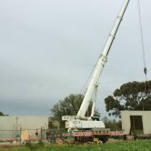 Crane constructing bunyip water pump station