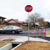 Stop sign at Alexandra Road Reconstruction Site