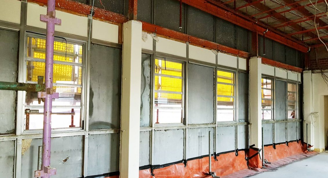 Stripped out building at Allied Health Adaptive Reuse project