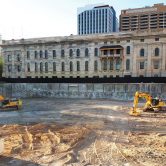 Adelaide Riverbank Festival Plaza car park demolition after excavation